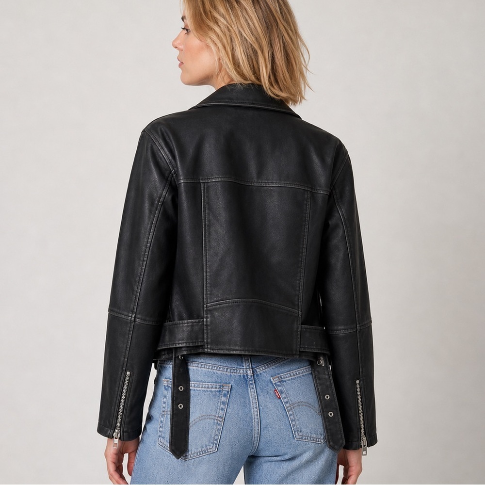 BLANK NYC Vegan Leather Moto Jacket with Belt - Picture 3 of 13